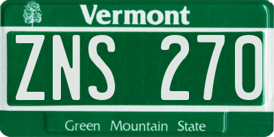 VT license plate ZNS270