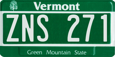VT license plate ZNS271
