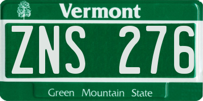 VT license plate ZNS276