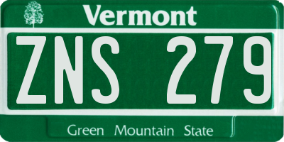 VT license plate ZNS279