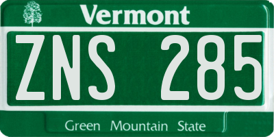 VT license plate ZNS285