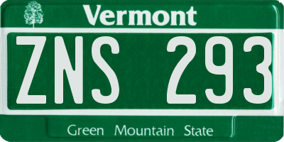 VT license plate ZNS293