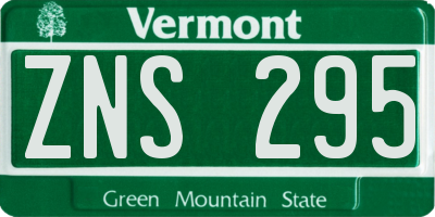 VT license plate ZNS295
