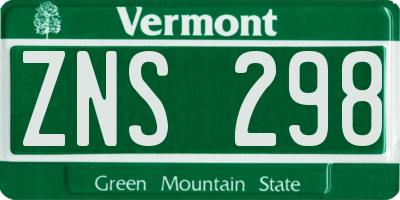 VT license plate ZNS298