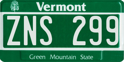 VT license plate ZNS299