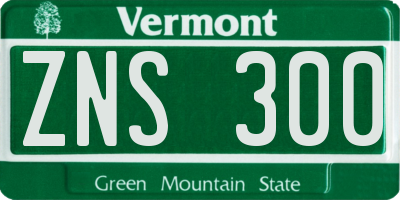 VT license plate ZNS300