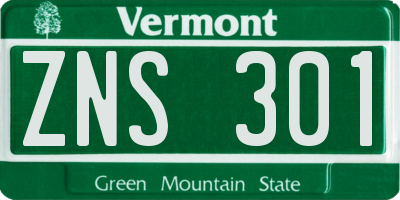 VT license plate ZNS301