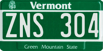 VT license plate ZNS304