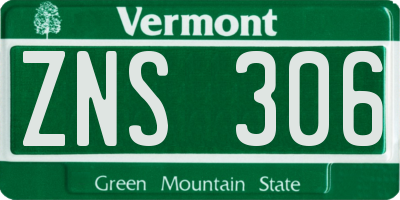 VT license plate ZNS306