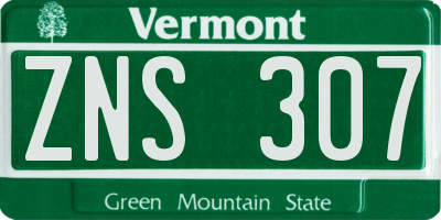 VT license plate ZNS307