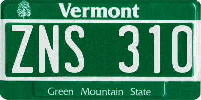 VT license plate ZNS310