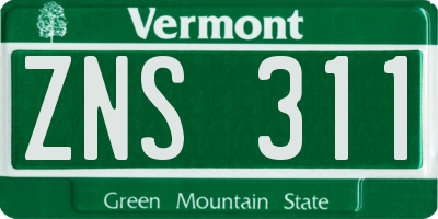 VT license plate ZNS311