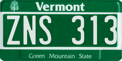 VT license plate ZNS313