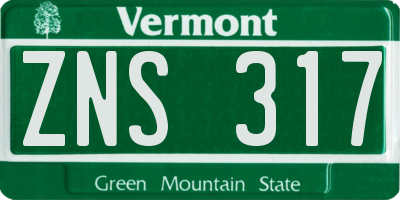 VT license plate ZNS317