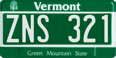 VT license plate ZNS321