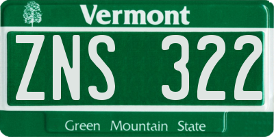 VT license plate ZNS322