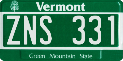 VT license plate ZNS331