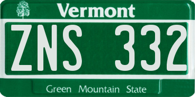 VT license plate ZNS332