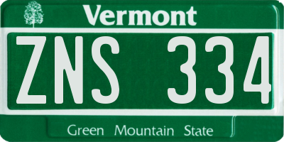 VT license plate ZNS334