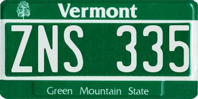 VT license plate ZNS335