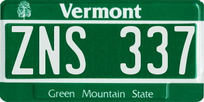 VT license plate ZNS337