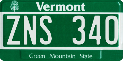 VT license plate ZNS340