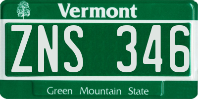 VT license plate ZNS346