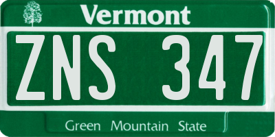 VT license plate ZNS347