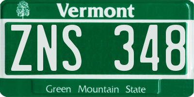 VT license plate ZNS348