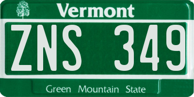 VT license plate ZNS349