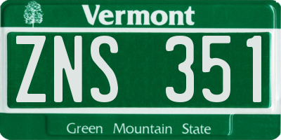 VT license plate ZNS351