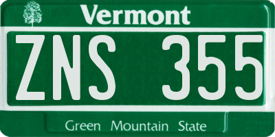 VT license plate ZNS355