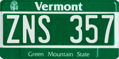 VT license plate ZNS357