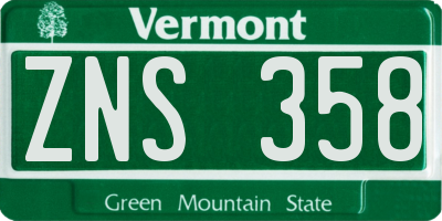 VT license plate ZNS358