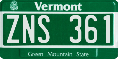 VT license plate ZNS361