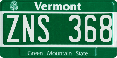 VT license plate ZNS368