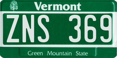 VT license plate ZNS369