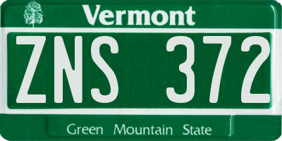 VT license plate ZNS372