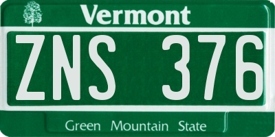 VT license plate ZNS376