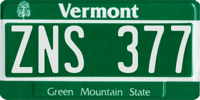 VT license plate ZNS377