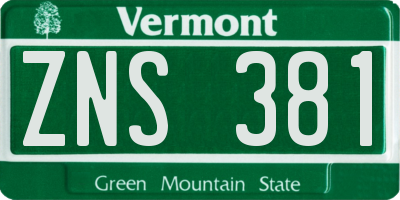 VT license plate ZNS381