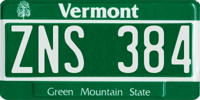 VT license plate ZNS384