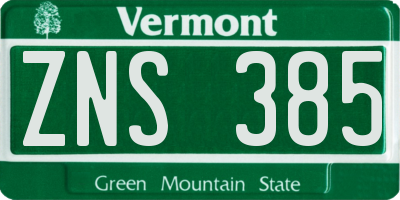 VT license plate ZNS385