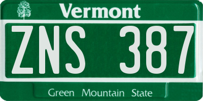 VT license plate ZNS387