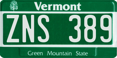 VT license plate ZNS389