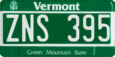 VT license plate ZNS395