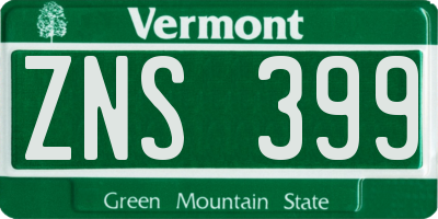 VT license plate ZNS399