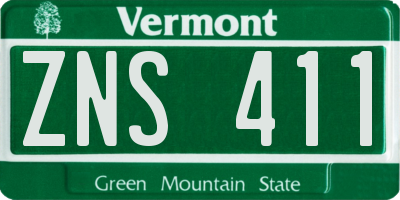 VT license plate ZNS411
