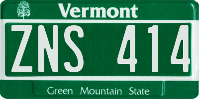VT license plate ZNS414