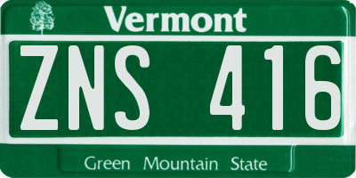 VT license plate ZNS416